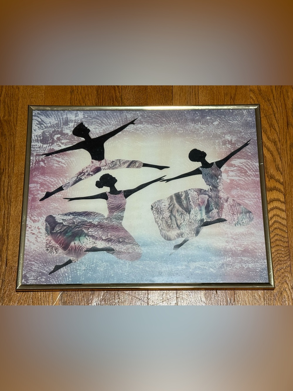 Vintage Mance Mid Century Modern Silhouette Dancers Framed Art Print MCM Ballet